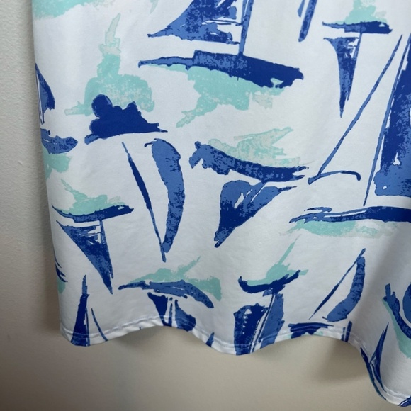 Ana Clare Active Women's Sleeveless Sailboat Dress White Blue Mini 1/4 Zip Large - Picture 8 of 9